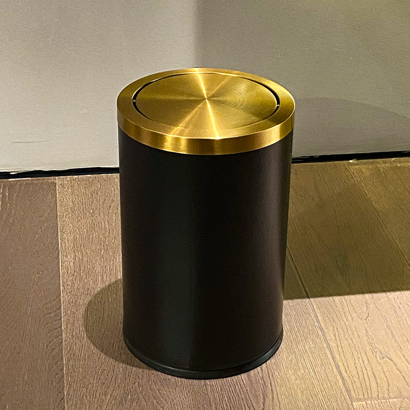 金色轻奢不锈钢带盖垃圾r桶家用高档客厅厨房卫生间厕所小号摇翻