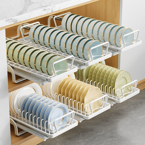 全峰厨房抽拉碗碟收纳架橱柜内放碗拉篮抽屉式碗T盘盘子沥水置物