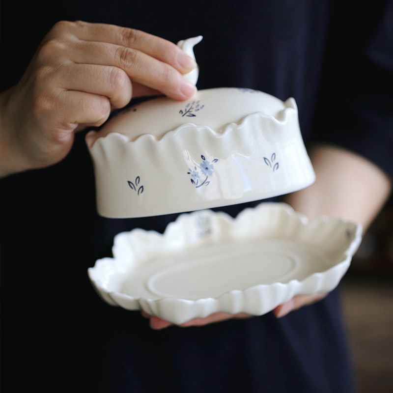 泽滕家带盖子收纳k盒带托 托盘陶瓷罐欧式覆古高颜值项炼首饰耳环