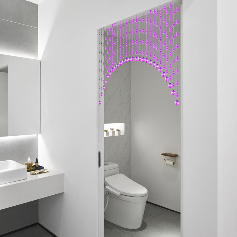 美菲特水晶葫芦紫色红色风水w珠帘门帘隔断免打孔挂帘大门卫生间