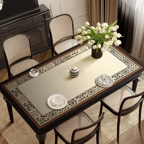 美式复古餐桌防水防烫防油桌布桌面耐高温L保护垫隔热皮革茶几桌