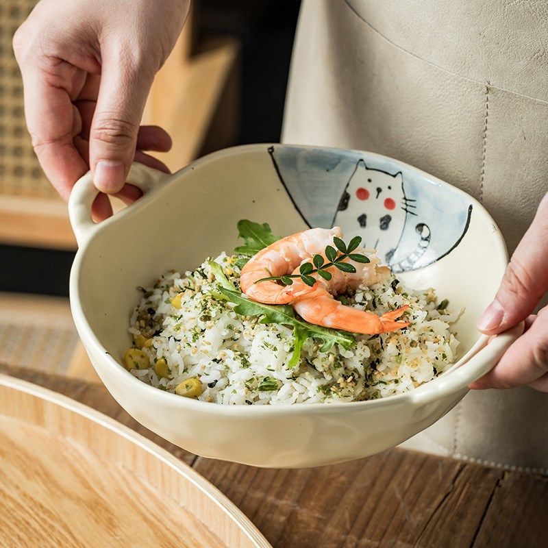 双耳石锅碗卡通可爱陶瓷碗勺 汤碗水果沙K拉碗意面碗饭碗家用餐具,餐饮具,碗,淘宝优惠券,粉丝福利购,淘宝优惠卷