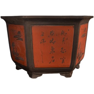 大型六角花盆陶瓷特大q号户外庭院种树超大口径紫砂花盆厂家直销