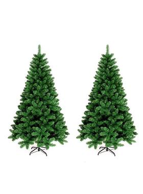 厂家直销加密仿真户外场景装饰圣诞树180cmPVC绿色普通绑树300叶