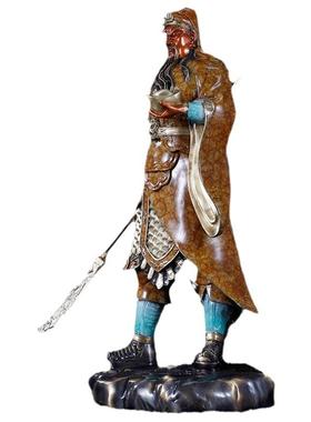 黄铜彩绘武财神关羽关公摆件客厅神像家用供奉招财关二爷装饰品