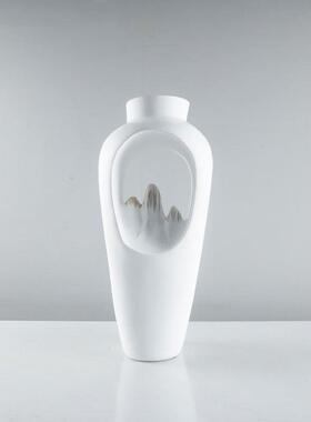 新中式客厅博古架酒柜玄关花器摆件样板房白色禅意花瓶软装饰品