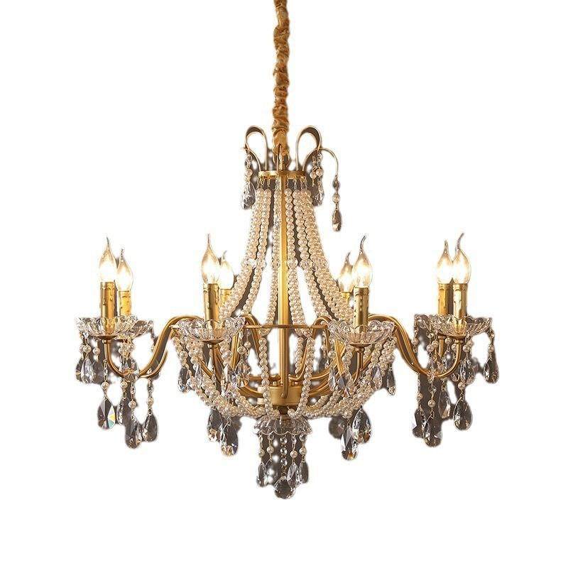全铜水晶吊灯欧美式简约现代客厅灯餐厅温馨主卧室灯法式复古灯具,家装灯饰光源,智能吊灯,淘宝优惠券,粉丝福利购,淘宝优惠卷