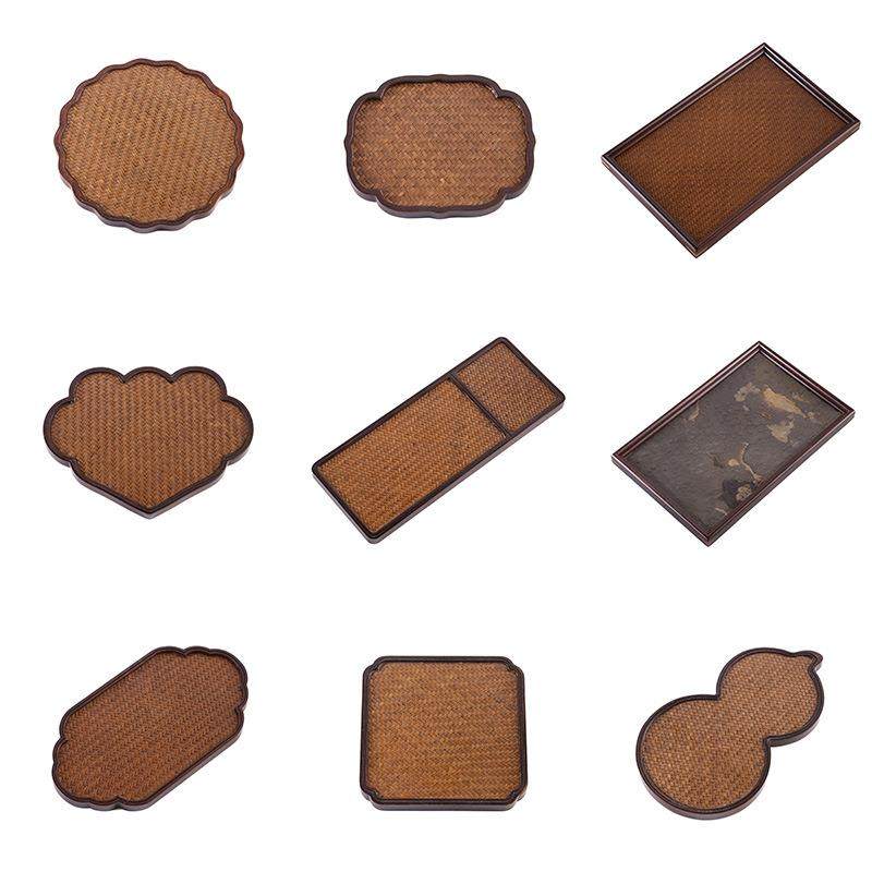 重竹席面干泡盘复古竹茶盘功夫茶具祥云石面秋水茶承干泡台迷你盘,餐饮具,茶盘,淘宝优惠券,粉丝福利购,淘宝优惠卷