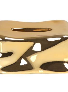 电镀树脂摆件北欧现代简约冰块装饰镜几何桌面抽纸巾盒组合装饰品