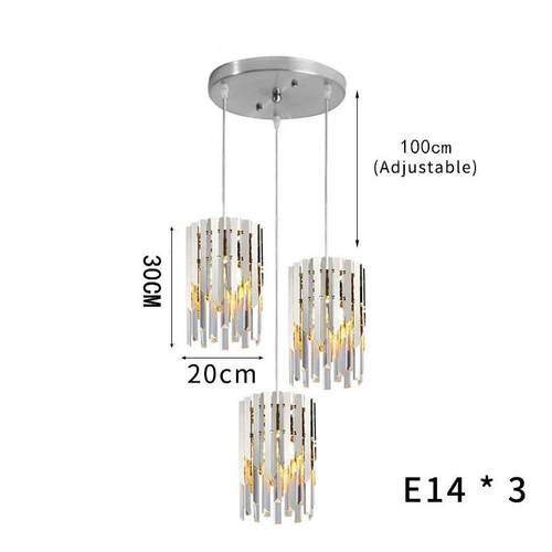 现代简约餐厅吧台三头水晶吊灯不锈钢卧室床头单头极简