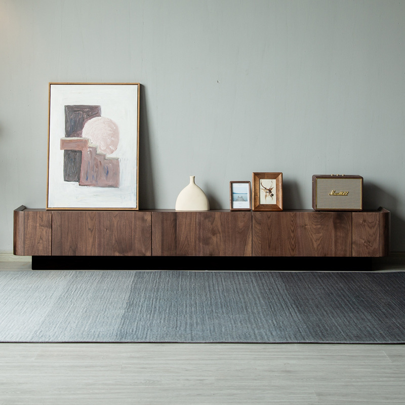 北美黑胡桃木电视柜纯实木复古简约现代落地柜储物原木收纳柜家具