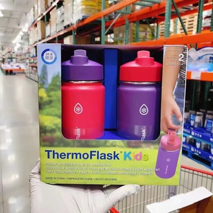 美国代购 Thermo Flask膳魔师 儿童不锈钢保温吸管杯414ml*2