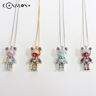 星际熊盲盒水钻拼色项链吊坠饰品时尚原创玩偶送礼潮流玩具周边