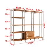 开放式 衣柜铁艺步入式 衣架落地卧室砌墙衣橱loft金属衣帽间置物架