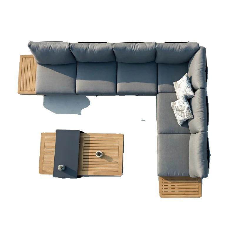 户外铝合金沙发防雨防晒庭院别墅酒店柚木沙发椅室外露天组合家具