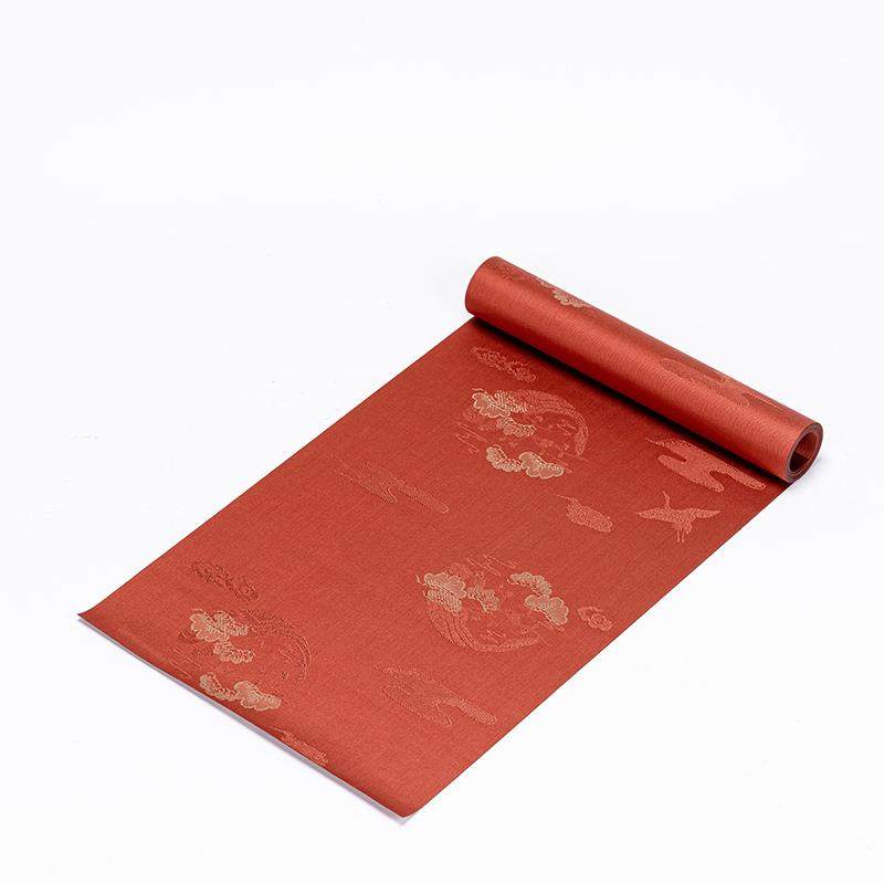禅艺堂禅意云松鹤织锦防水提花锦缎刺绣茶席桌旗干泡垫杯垫茶盘垫