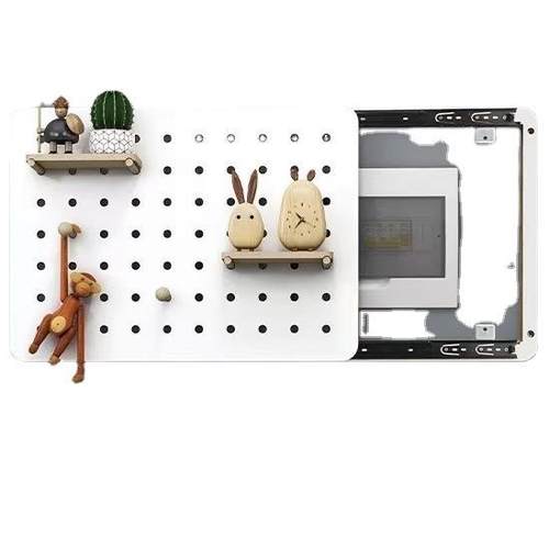 现货洞洞板置物架电表箱遮挡装饰架免打孔木隔板电闸盒墙面装饰架