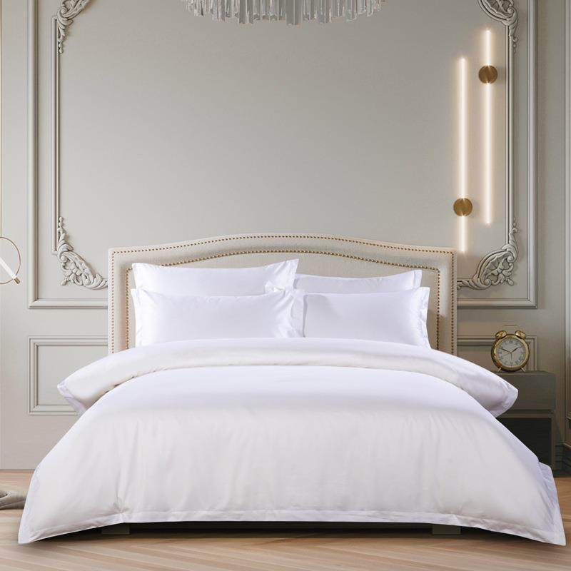 60支全棉酒店四件套宾馆床上用品酒店布草纯棉贡缎纯白床单被套