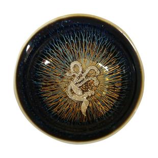 金丝天目釉建盏茶杯兔毫盏镶银主人杯窑变单杯十二生肖陶瓷杯茶具