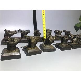古玩杂项仿古老镀铜器十二生肖印章摆件一套生肖印章成套印章