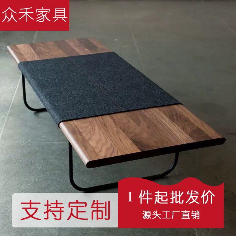 铁艺实木轻奢茶几靠墙咖啡桌创意榻榻米桌茶桌简约现代松木小型桌