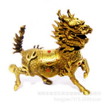铜火焰麒麟摆件铜麒麟桌面摆件工艺品