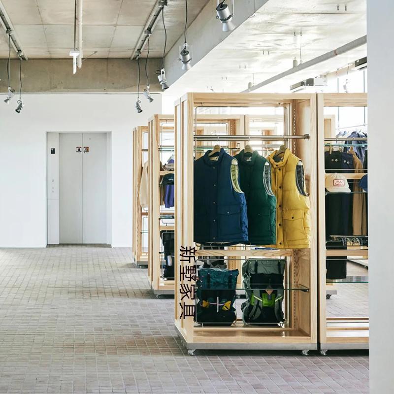 商场中岛挂衣杆专用挂衣杆海洋板移动柜服装店展示架落地式挂衣架