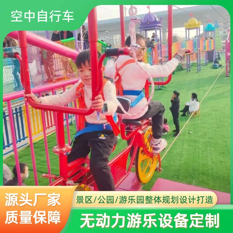 户外儿童游乐园空中自行车双车亲子互动无动力坑爹滑索游乐设备