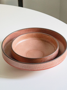 北欧陶瓷沙拉碗家用宽口深碗商用西式6.5英寸黑陶土窑变汤碗菜碗