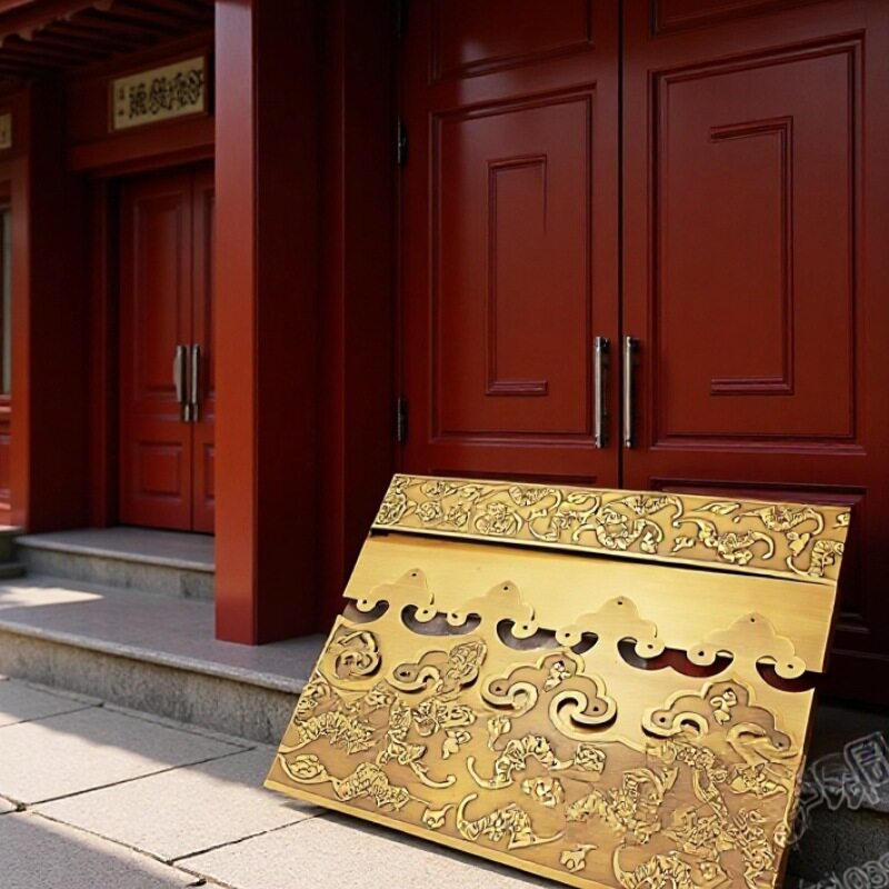 仿古大门条纯铜包角包边老式大门如意花边装饰铜条铜片木门铜压条