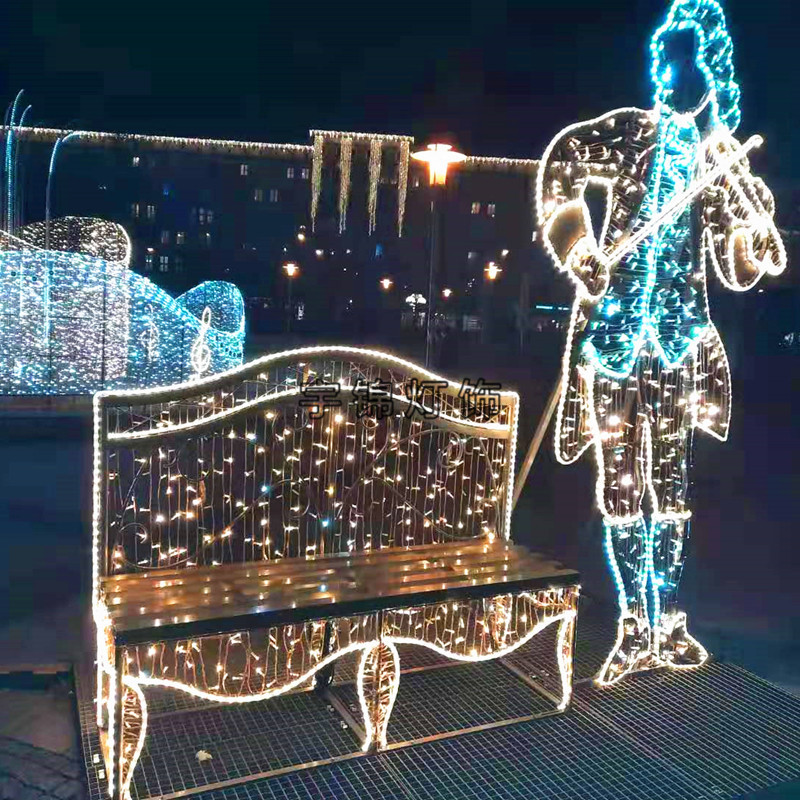 美陈灯光灯人物LED圣诞天使灯光节灯光造型灯户外立体造型灯