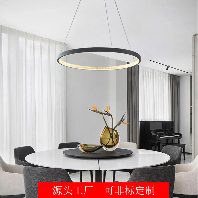 全铜轻奢吊灯现代简约北欧民宿小客厅餐厅灯圈圈线条楼梯灯长吊灯