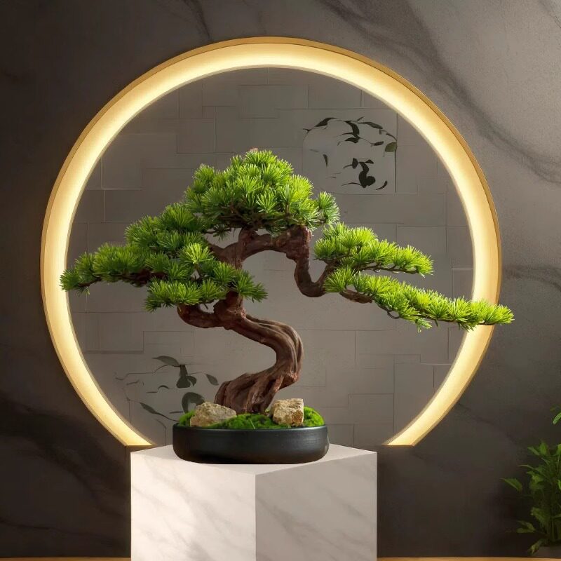植物实木摆件黑松盆景绿植迎客松罗汉松办公室玄关松针客厅摆件