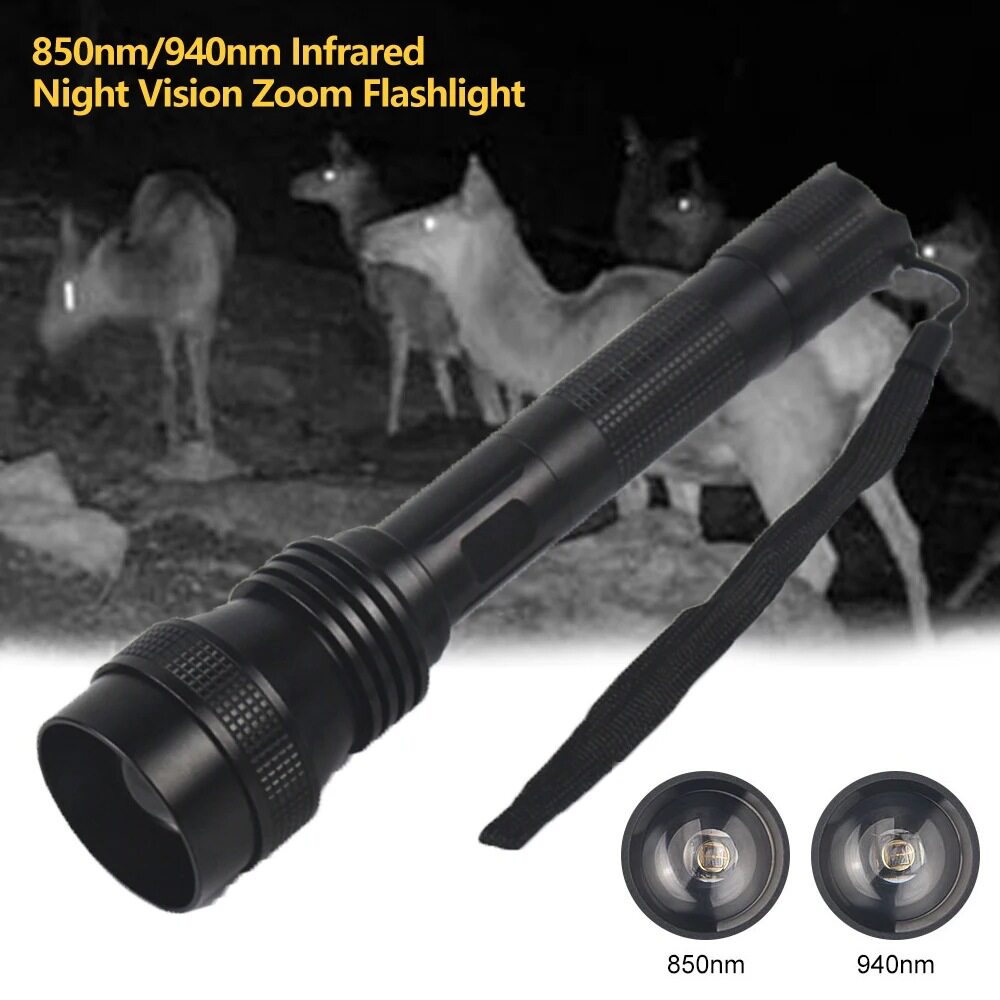 夜视仪补光灯防水旋转调焦电筒C14红外850nm 940NM户外DIY手电筒