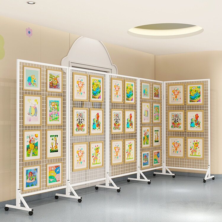 折叠网格展示架幼儿园作品展示架画展画室移动户外美术展览架铁艺