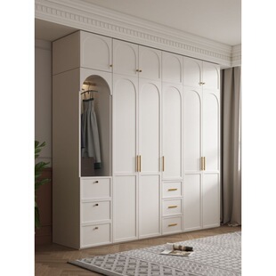法式衣柜家用卧室用实木颗粒板小户型现代简约经济型柜子组装衣橱