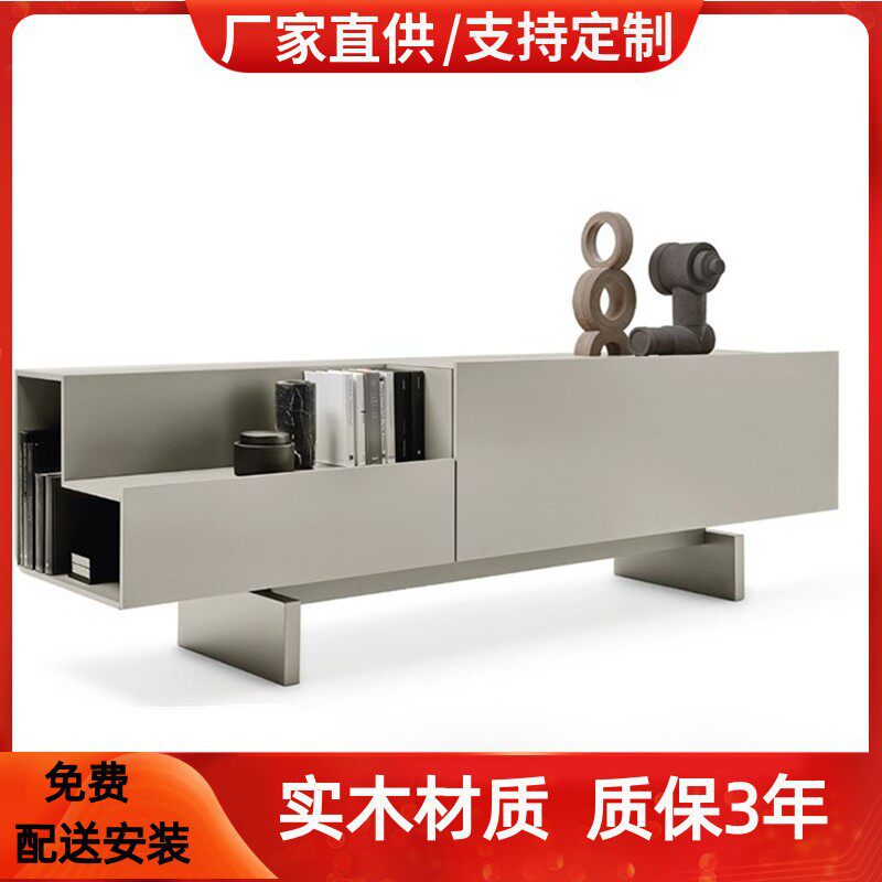 北欧烤漆电视柜网红实木视听柜现代简约客厅地柜小户型储物柜整装