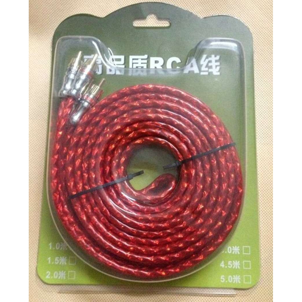 汽车发烧音频线 红双排4.5米 金属头音频线 RCA线 信号线