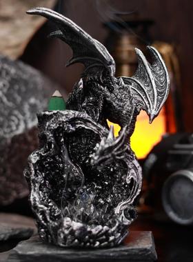 0龙灯雕像装饰品摆件带灯创意飞龙恶龙桌面装饰小夜灯