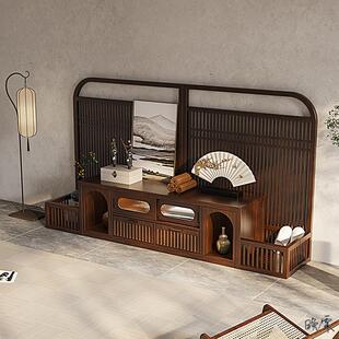 0电视柜屏风新中式实木落地屏风隔断一体组合墙电视电视柜餐边柜