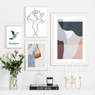 北欧客厅装饰画沙发背景墙画现代简约餐厅情愫组合画卧室床头壁画
