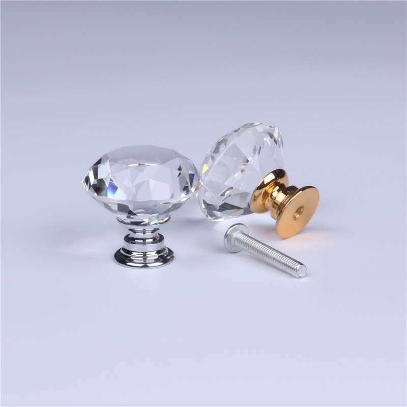 水晶拉手 现代欧式衣橱柜门拉手金色 工艺礼盒水晶把手30直径