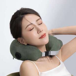 zdeer左点颈部按摩器肩部按摩仪家用充气护颈枕U型颈部按摩枕