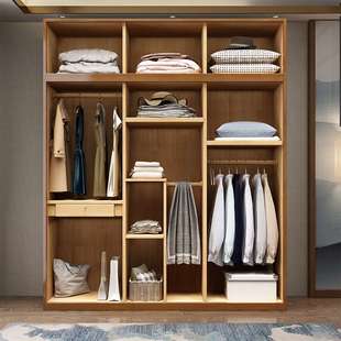 新中式实木衣柜全实木原木对开门木质三四五开门中式橡木衣橱