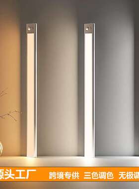 拓迪超薄款人体红外感应灯USB充电式免布线衣橱柜底长条磁吸灯带