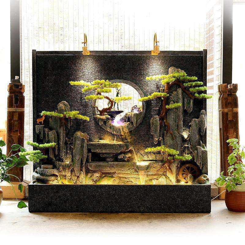 大型落地水幕墙假山喷泉水景客厅招财风水轮高山流水庭院摆件,家居饰品,流水摆件,淘宝优惠券,粉丝福利购,淘宝优惠卷