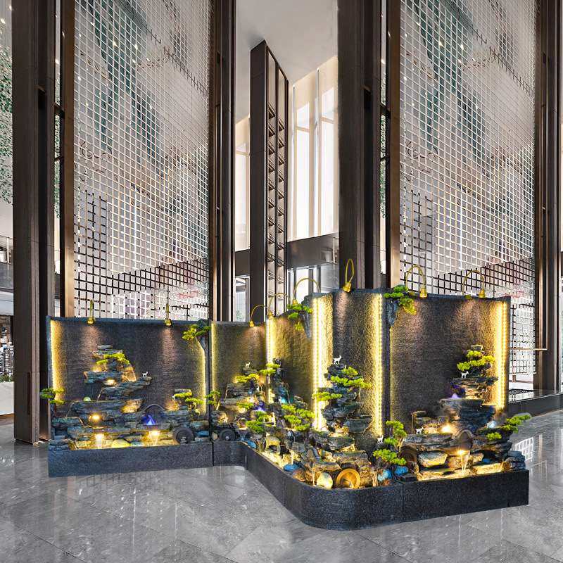 大型假山水幕墙流水屏风玄关隔断客厅酒店办公室转角直角落地摆件,家居饰品,流水摆件,淘宝优惠券,粉丝福利购,淘宝优惠卷