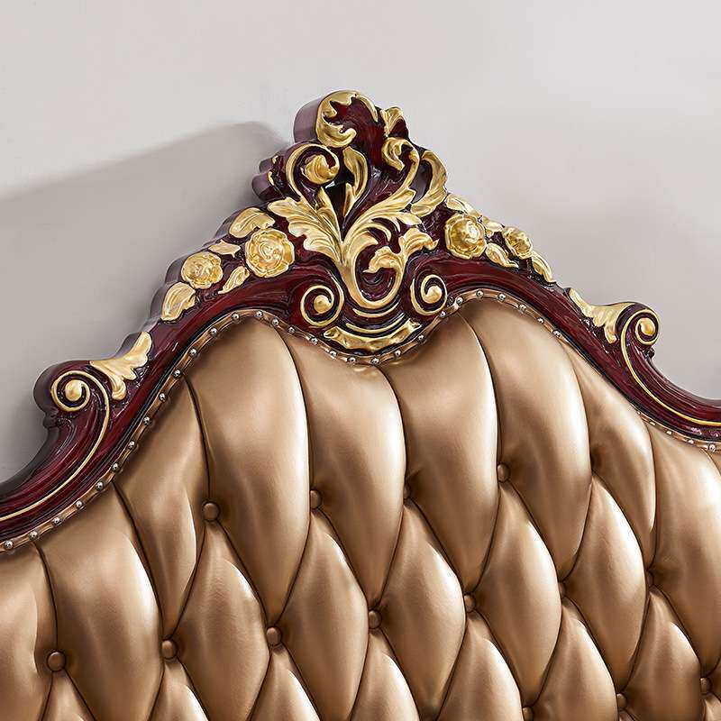 欧式实木床全实木雕花新古典主卧双人床真皮婚床1.8米2米别墅家具