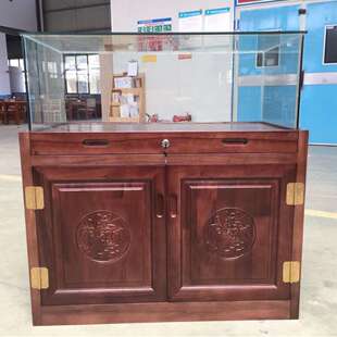 实木樟木珠宝展示柜玻璃陈列柜中式仿古玉器文玩茶叶货架柜台组合