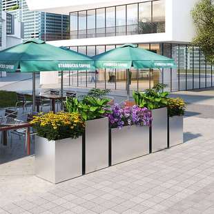 不锈钢花箱户外商业街花坛售楼部广场外摆花盆室外绿植大型花池箱